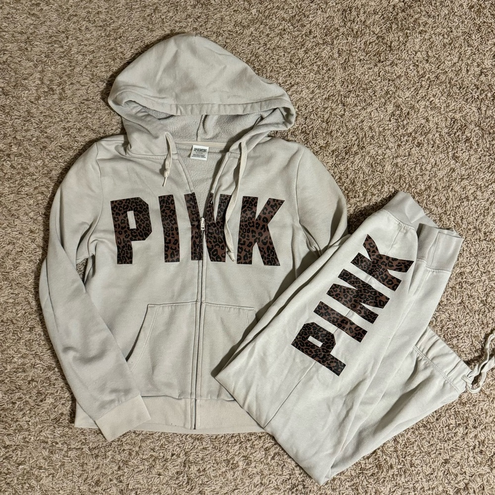VS Pink Leopard Hoodie & Jogger Set